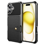 ZM03 For iPhone 16 Plus Case with Card Holder PU Leather+TPU Phone Back Cover