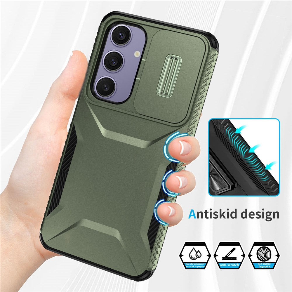 Til Samsung Galaxy S24 FE Etui Camshield TPU+PC Telefoncover Skridsikker Sidekant