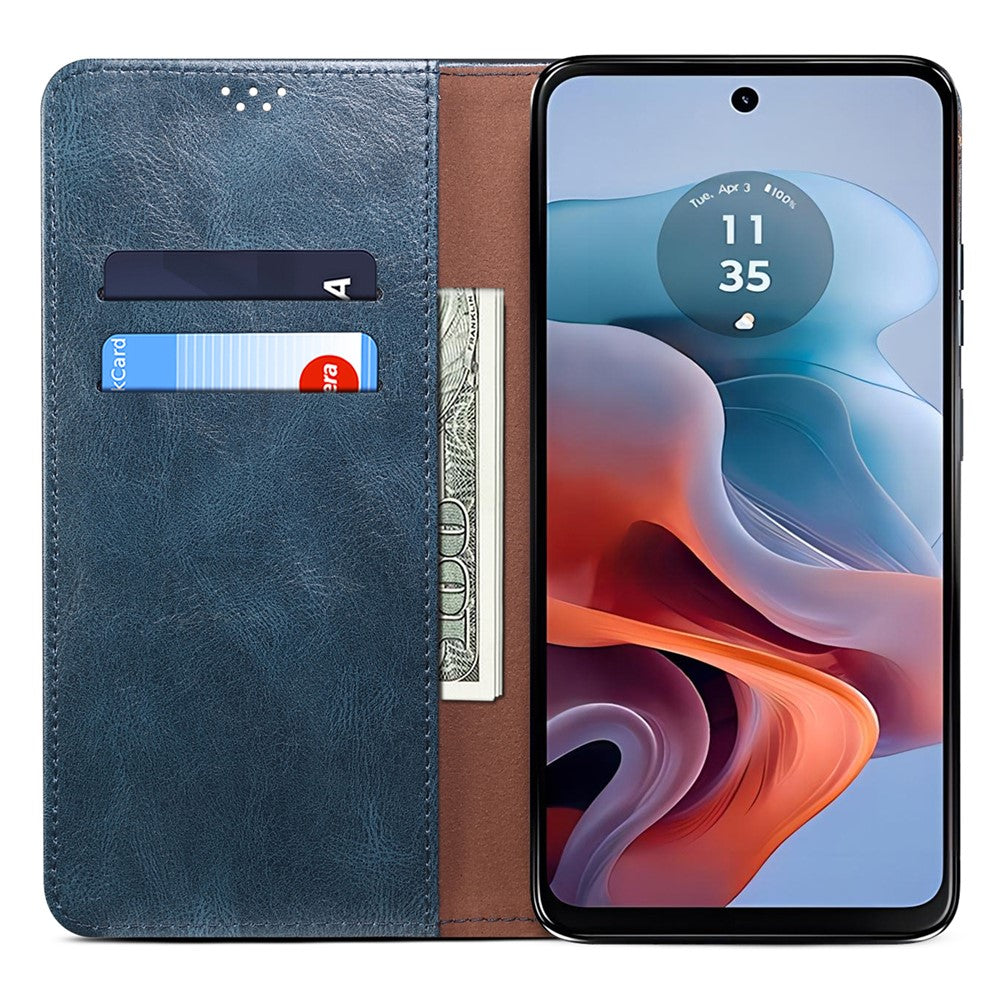 Cover til Motorola Edge 60 Neo 5G / Edge 50 Neo 5G / Moto S50 5G / ThinkPhone 25 5G, Crazy Horse-tekstur, vokset læder, tegnebogsetui, stativ