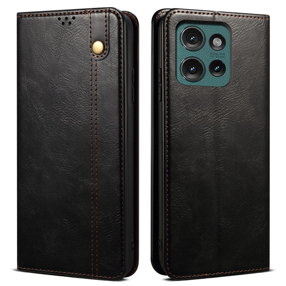 Cover til Motorola Edge 60 Neo 5G / Edge 50 Neo 5G / Moto S50 5G / ThinkPhone 25 5G, Crazy Horse-tekstur, vokset læder, tegnebogsetui, stativ