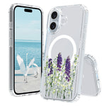 Til iPhone 16 Cover Kompatibel med MagSafe Blomstermønsterudskrivning TPU+PC Telefoncover