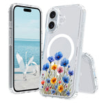 Til iPhone 16 Cover Kompatibel med MagSafe Blomstermønsterudskrivning TPU+PC Telefoncover