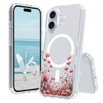 Til iPhone 16 Cover Kompatibel med MagSafe Blomstermønsterudskrivning TPU+PC Telefoncover
