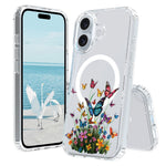 Til iPhone 16 Cover Kompatibel med MagSafe Blomstermønsterudskrivning TPU+PC Telefoncover