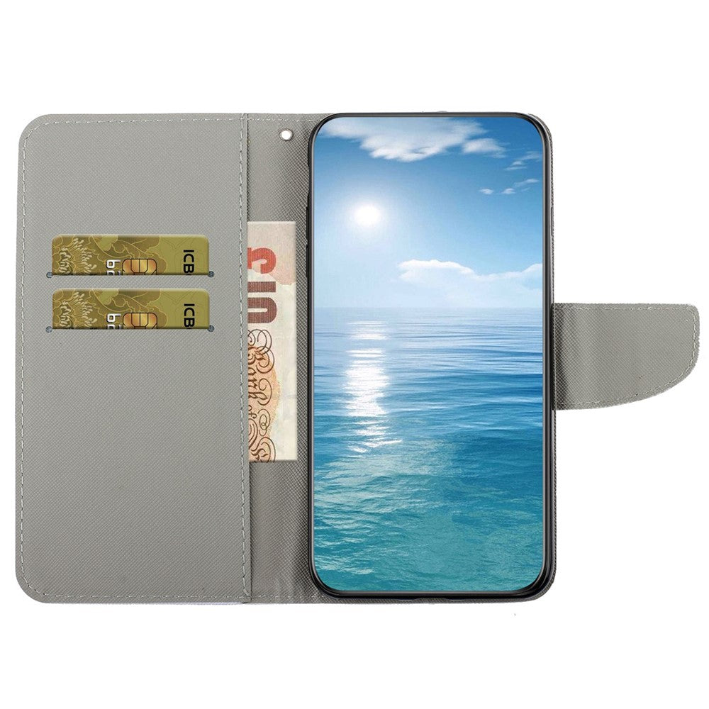 Pattern Printing PU Leather Stand Cover for Samsung Galaxy S22 5G, Cross Texture Shockproof Phone Wallet Case
