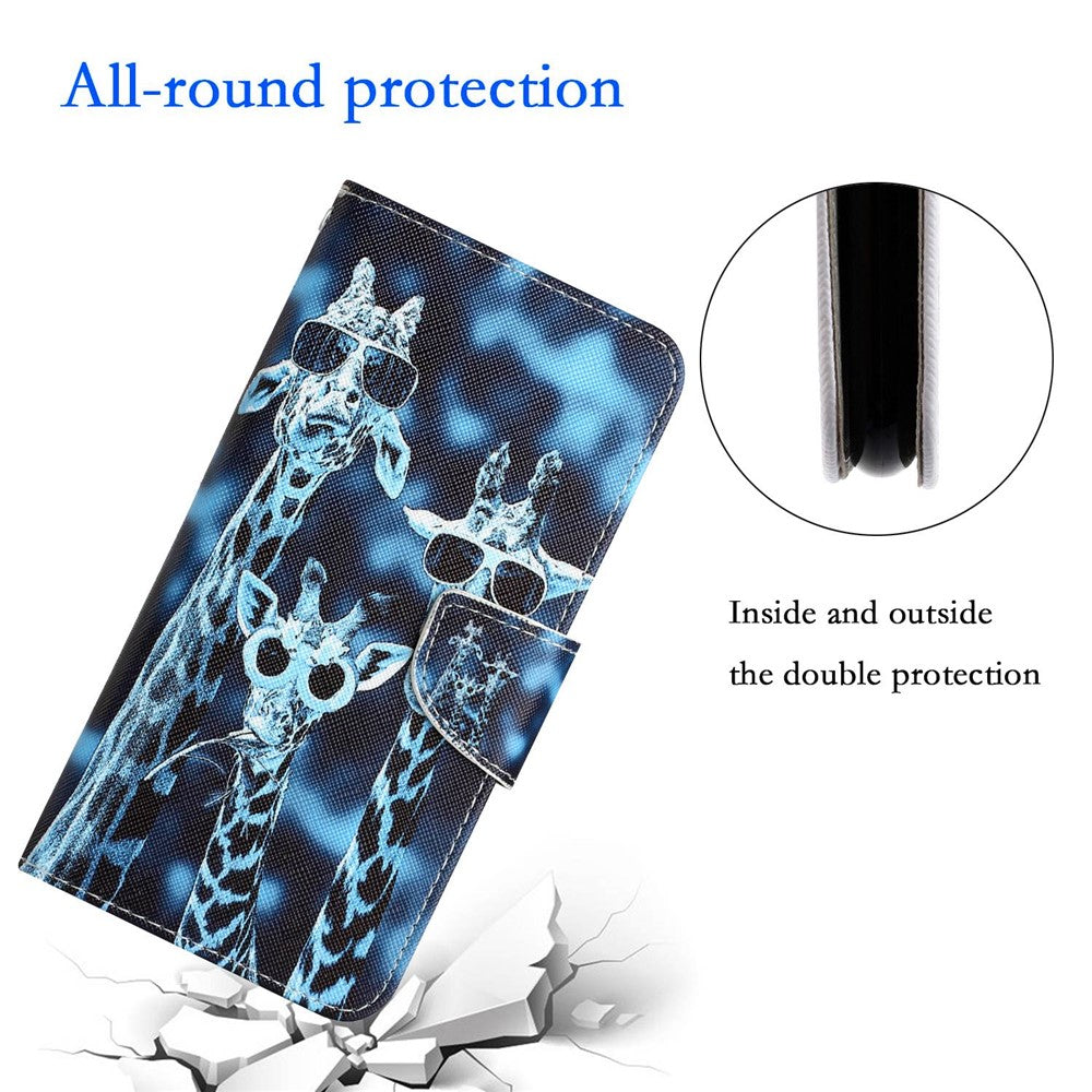 Pattern Printing PU Leather Stand Cover for Samsung Galaxy S22 5G, Cross Texture Shockproof Phone Wallet Case