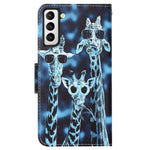 Pattern Printing PU Leather Stand Cover for Samsung Galaxy S22 5G, Cross Texture Shockproof Phone Wallet Case
