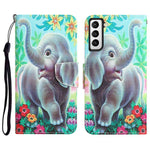 Pattern Printing PU Leather Stand Cover for Samsung Galaxy S22 5G, Cross Texture Shockproof Phone Wallet Case