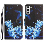 Pattern Printing PU Leather Stand Cover for Samsung Galaxy S22 5G, Cross Texture Shockproof Phone Wallet Case