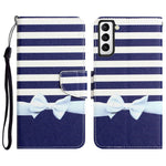 Pattern Printing PU Leather Stand Cover for Samsung Galaxy S22 5G, Cross Texture Shockproof Phone Wallet Case