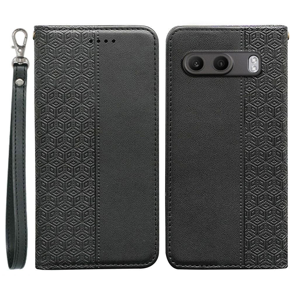 For OnePlus Nord 4 Wallet Phone Case Checkered Pattern Imprint Leather Flip Cover with Wrist Strap