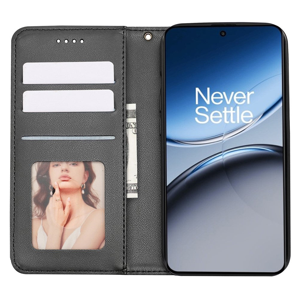 For OnePlus Nord 4 Wallet Phone Case Checkered Pattern Imprint Leather Flip Cover with Wrist Strap