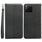 For Xiaomi 14T Wallet Phone Case Checkered Pattern Imprint Leather Flip Cover with Wrist Strap