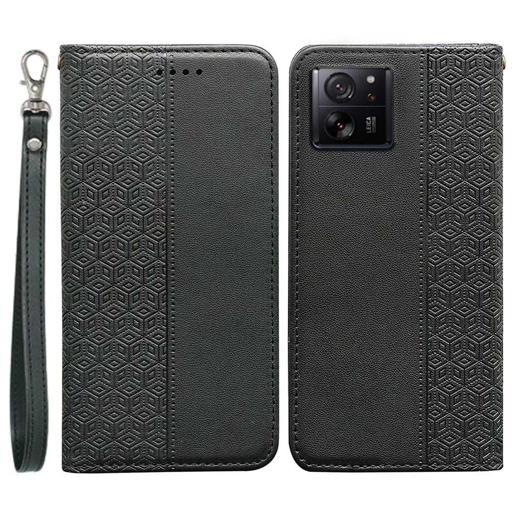 Xiaomi 14T Plånboksfodral Rutigt Mönster Läderflikfodral med Handledsrem