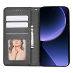 For Xiaomi 14T Wallet Phone Case Checkered Pattern Imprint Leather Flip Cover with Wrist Strap