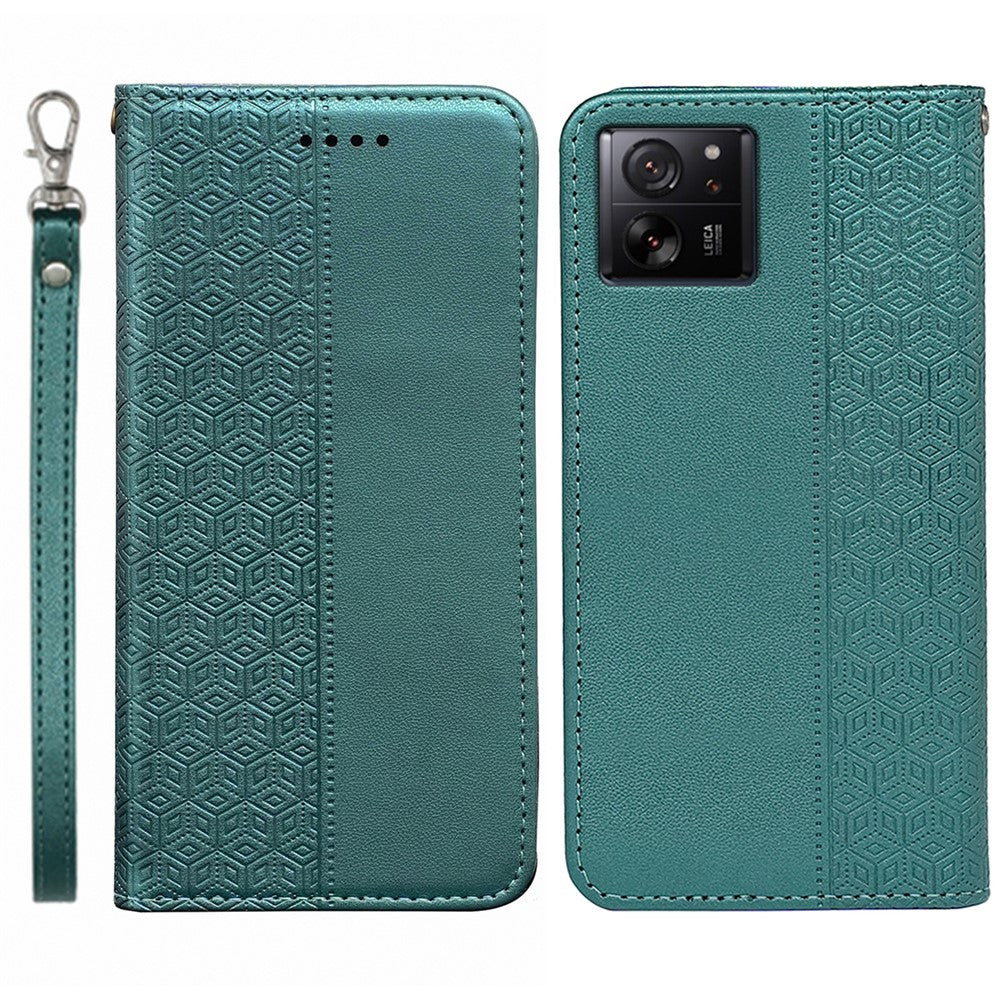 Xiaomi 14T Plånboksfodral Rutigt Mönster Läderflikfodral med Handledsrem