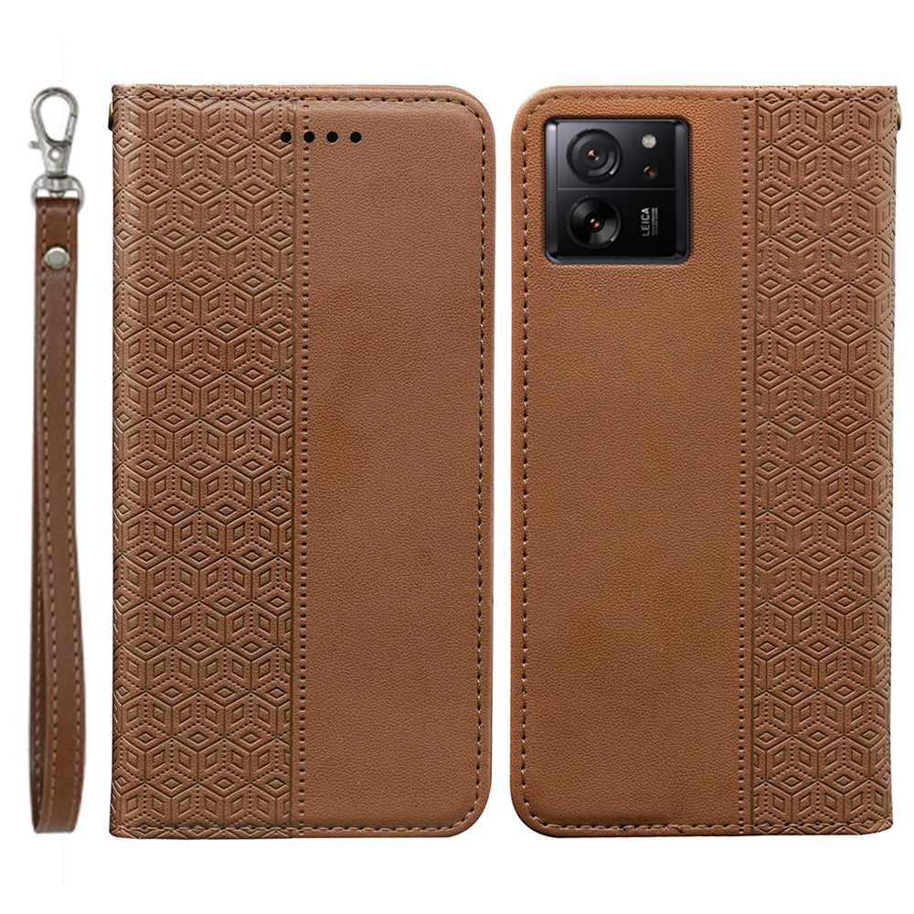 Xiaomi 14T Plånboksfodral Rutigt Mönster Läderflikfodral med Handledsrem