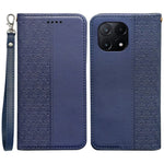 For Xiaomi Poco X6 Pro 5G / Redmi K70E 5G Wallet Phone Case Checkered Pattern Imprint Leather Flip Cover with Wrist Strap