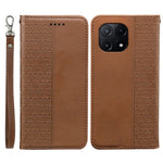 For Xiaomi Poco X6 Pro 5G / Redmi K70E 5G Wallet Phone Case Checkered Pattern Imprint Leather Flip Cover with Wrist Strap