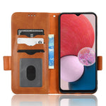 Til Samsung Galaxy A13 4G præget trekantmønster, anti-ridse PU-læderetui, pung, foldbart stativ telefoncover