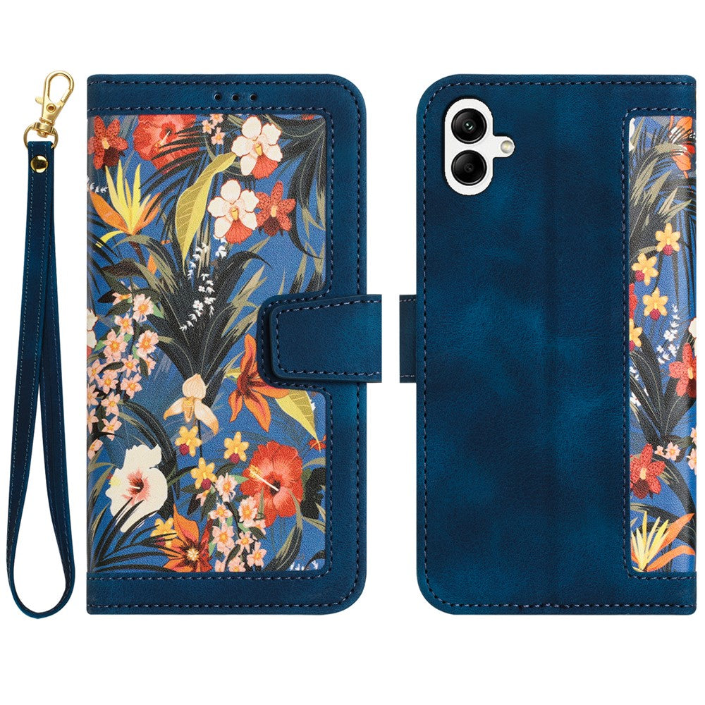 For Samsung Galaxy A06 4G Case PU Leather Floral Phone Cover with Card Slots