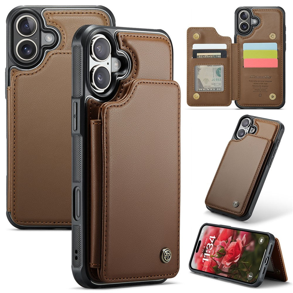 Til iPhone 16 Plus Cover CASEME C22 Læder Bagcover med RFID Blokerende Kortlommer