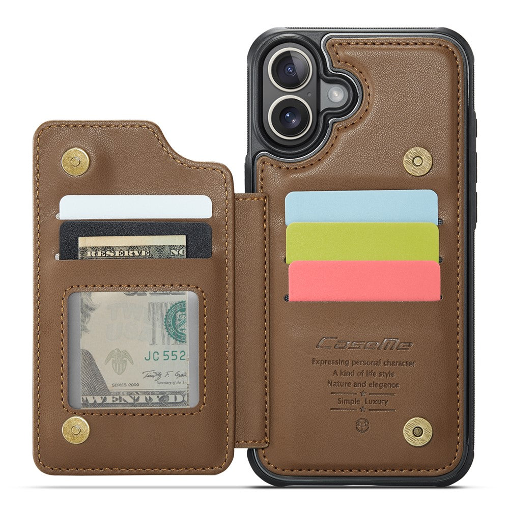For iPhone 16 Plus Phone Case CASEME C22 Leather Back Cover with RFID Blocking Card Slots