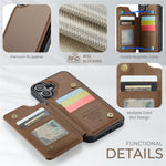 For iPhone 16 Plus Phone Case CASEME C22 Leather Back Cover with RFID Blocking Card Slots