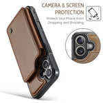 For iPhone 16 Plus Phone Case CASEME C22 Leather Back Cover with RFID Blocking Card Slots