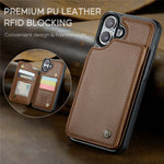 For iPhone 16 Plus Phone Case CASEME C22 Leather Back Cover with RFID Blocking Card Slots