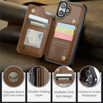 For iPhone 16 Plus Phone Case CASEME C22 Leather Back Cover with RFID Blocking Card Slots