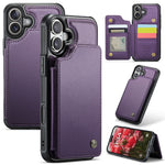 For iPhone 16 Plus Phone Case CASEME C22 Leather Back Cover with RFID Blocking Card Slots