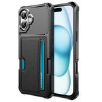 For iPhone 16 Plus Case Card Slot Leather+TPU Defender Phone Cover