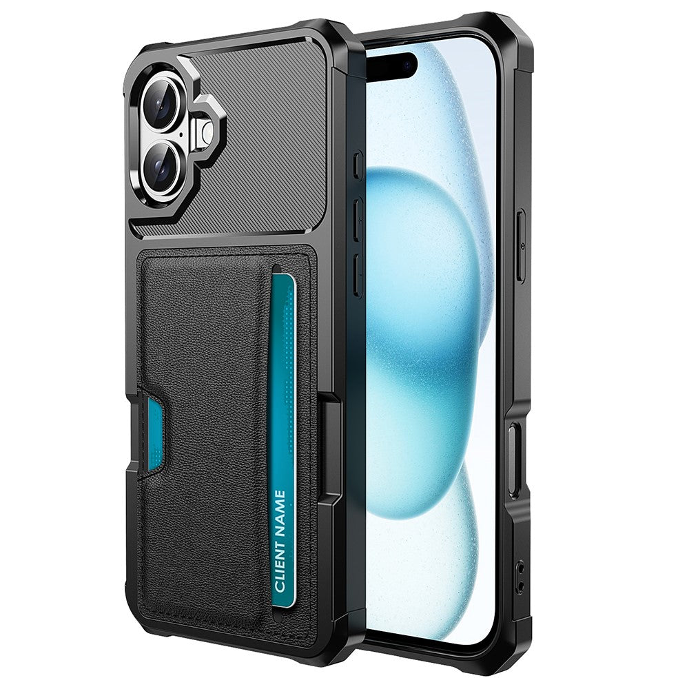 For iPhone 16 Plus Case Card Slot Leather+TPU Defender Phone Cover