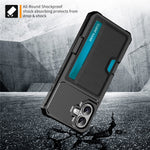 For iPhone 16 Plus Case Card Slot Leather+TPU Defender Phone Cover