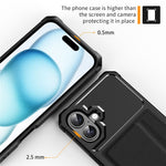 For iPhone 16 Plus Case Card Slot Leather+TPU Defender Phone Cover