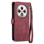 For Oppo Reno12 F 5G Zipper Wallet Case Geometry Lines Leather Phone Cover with Strap