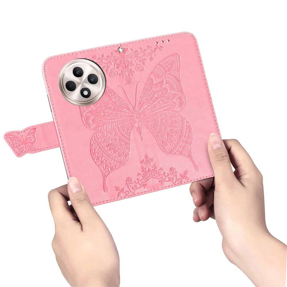 For Oppo Reno12 F 5G Case PU Leather Wallet Phone Cover Butterfly Pattern