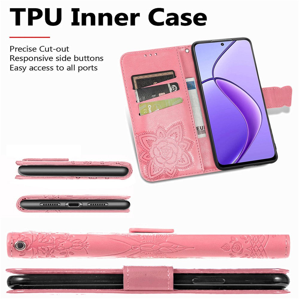 For Oppo Reno12 F 5G Case PU Leather Wallet Phone Cover Butterfly Pattern