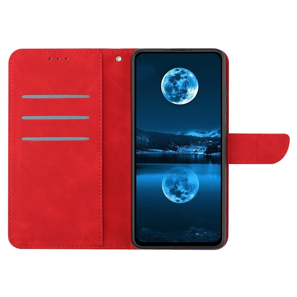 HT05 For Xiaomi 14T Case Skin-Touch Lines PU Leather Flip Phone Cover