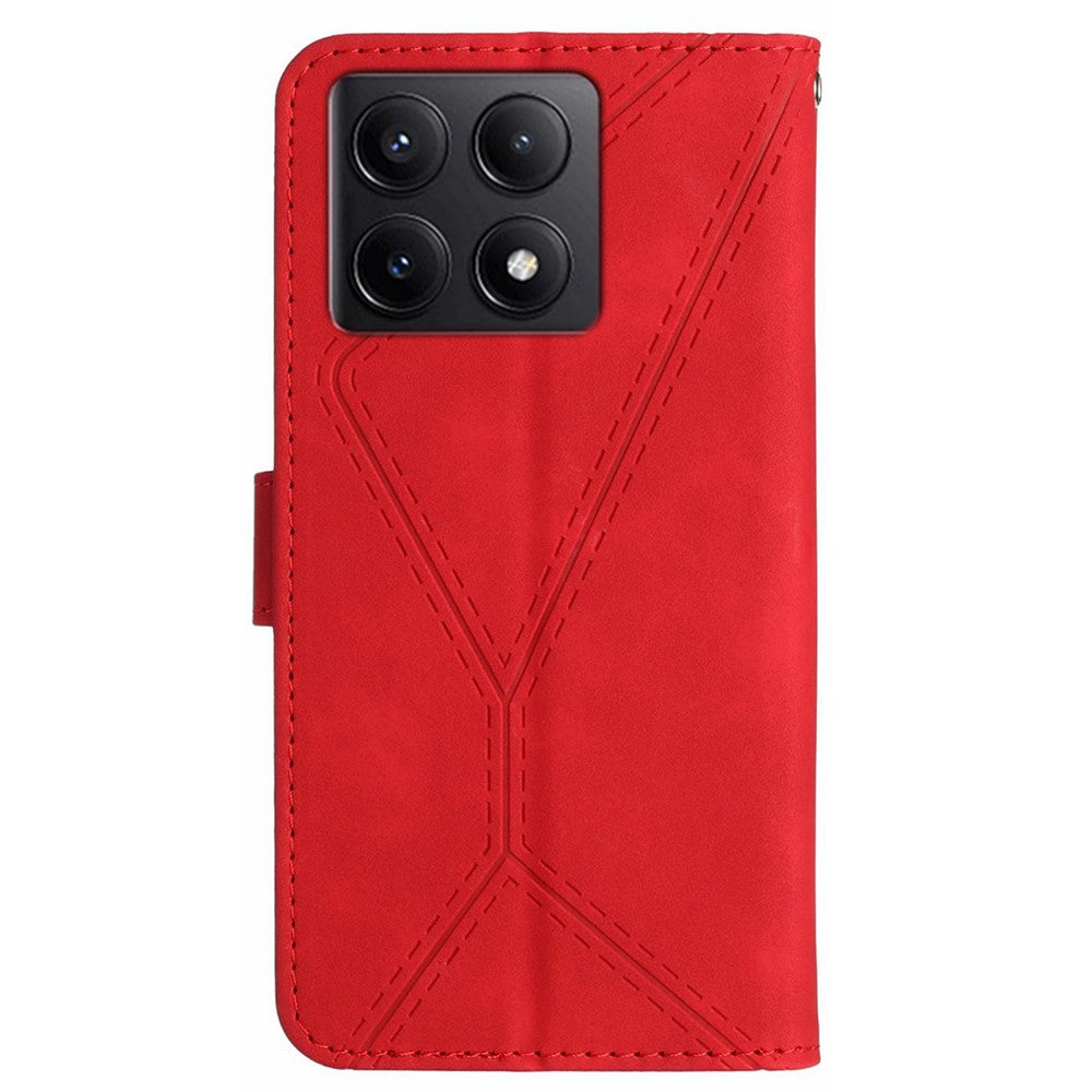 HT05 For Xiaomi 14T Case Skin-Touch Lines PU Leather Flip Phone Cover