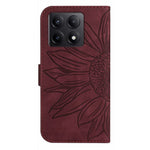HT04 For Xiaomi 14T Pro Case Sunflower Imprint Leather Wallet Phone Cover with Wrist Strap