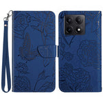 HT03 För Xiaomi 14T Pro Skal Läderfodral Med Fjärilsblommatryck Och Rem