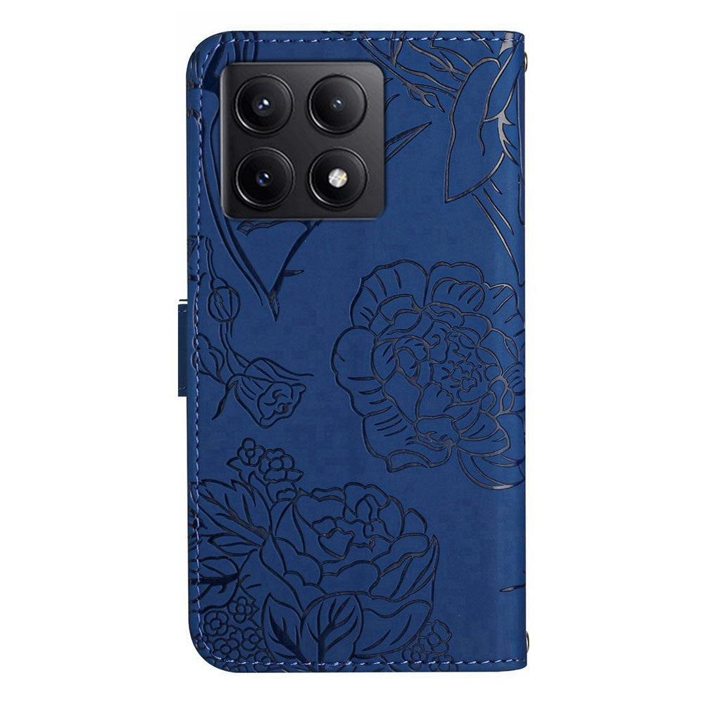 HT03 For Xiaomi 14T Pro Case Butterfly Flower Imprint Leather Phone Cover with Strap