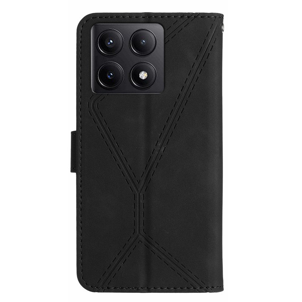 HT05 For Xiaomi 14T Pro Case Skin-Touch Lines PU Leather Flip Phone Cover
