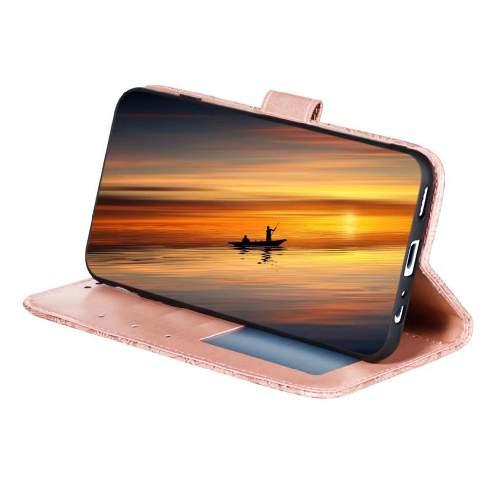 Samsung Galaxy A18 5G / A18 4G / A17 5G / A17 4G / A26 5G / A16 5G / A16 4G skal spetsblommor PU-läder flip-plånbok mobilskal