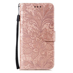 Samsung Galaxy A18 5G / A18 4G / A17 5G / A17 4G / A26 5G / A16 5G / A16 4G-cover med blondeblomster, PU-læder, flip-pung og mobilcover