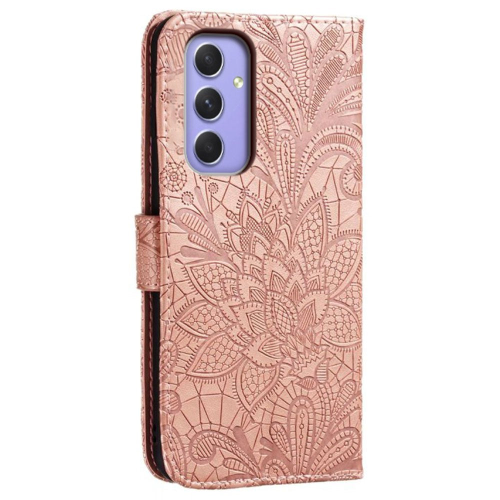 Samsung Galaxy A18 5G / A18 4G / A17 5G / A17 4G / A26 5G / A16 5G / A16 4G-cover med blondeblomster, PU-læder, flip-pung og mobilcover