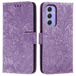 Samsung Galaxy A18 5G / A18 4G / A17 5G / A17 4G / A26 5G / A16 5G / A16 4G skal spetsblommor PU-läder flip-plånbok mobilskal