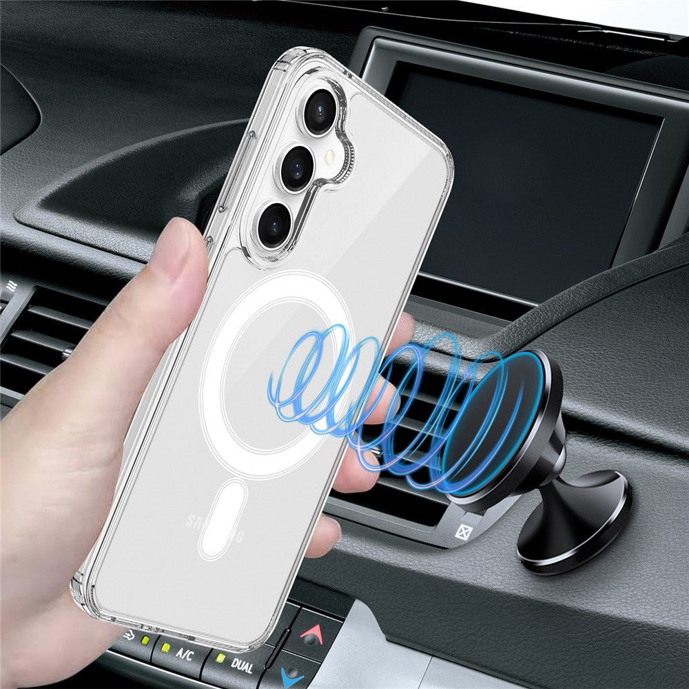 For Samsung Galaxy S24 FE Magnetic Case TPU+Acrylic Clear Back Phone Cover
